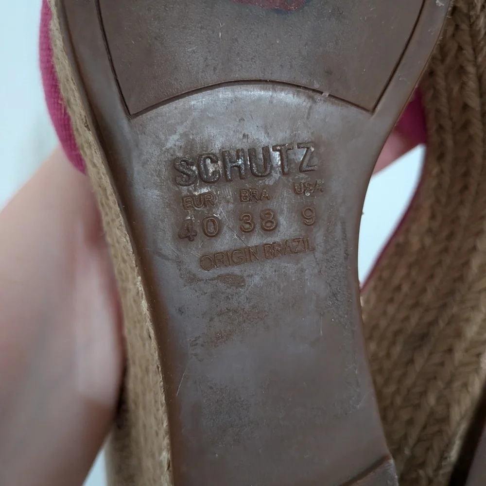 Schutz Caysey Jute Canvas Lace Up Espadrille Wedge